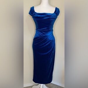 NWT Line and Dot Du Jour Evening Dress Sapphire Blue Women XS